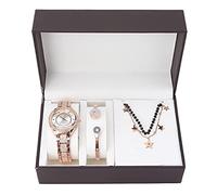 YUYTE Women's Wrist Watch Bracelet Jewelry Set, Women's Jewelry Set, Watch Band Necklace, Rose Gold and Gold for Women Girls Rhinestone Quartz Watch for Christmas Bracelet Jewelry Set(Rose Gold)