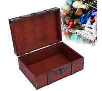 YUYTE Wooden Box, Vintage Suitcase Lockable Box Vintage Wooden Storage Box Decorative Jewelry Casket with Lock for Home Large 3.5L