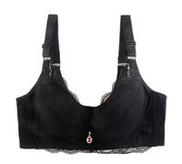 YUYUCH Floral Lace Plus Size Push Up Bra for Women Underwire Soft Padding Everyday Lift Up Bras (44A,Black 2)