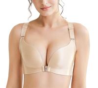 YUYUCH Front Closure Lace Butterfly Bras for Women Push Up Plunge Seamless Smoothing Bra No Wire Comfort Everyday Bra