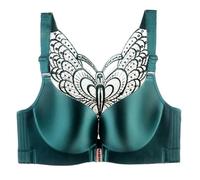 YUYUCH Front Closure Lace Butterfly Bras for Women Push Up Plunge Seamless Smoothing Bra No Wire Comfort Everyday Bra Green
