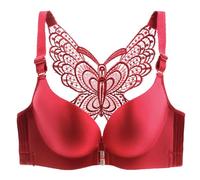 YUYUCH Front Closure Lace Butterfly Bras for Women Push Up Plunge Seamless Smoothing Bra No Wire Comfort Everyday Bra