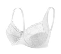 YUYUCH Plus Size Lace Push Up Bralette Push Up Underwire Demi Bra Sheer Mesh Balconette (42F,White)