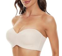 YUYUCH Women Strapless Bra Removable Padding Push Up Bra Underwire Seamless Adjustable Convertible Straps Bras White