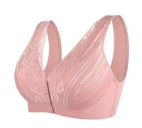 YUYUCH Women's Front Close Lace Bra, Wierless Cotton Everyday Bra,Full Coverage Comfortable Bras for Older Women