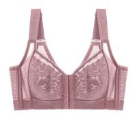 YUYUCH Women's Full Coverage Front Closure Push Up Bra Wireless Unpadded Support Minimizer Plunge Everyday Bras