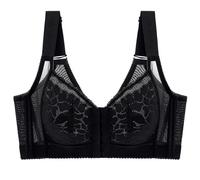 YUYUCH Women's Full Coverage Front Closure Push Up Bra Wireless Unpadded Support Minimizer Plunge Everyday Bras Black