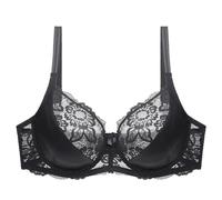 YUYUCH Women's Full Coverage Lace Soft Cups Breathable Bra Underwire Non Padded Push up Bra for Heavy Breast Black