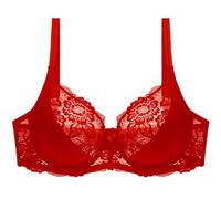 YUYUCH Women's Full Coverage Lace Soft Cups Breathable Bra Underwire Non Padded Push up Bra for Heavy Breast Red