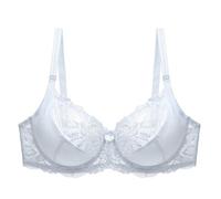 YUYUCH Women's Full Coverage Lace Soft Cups Breathable Bra Underwire Non Padded Push up Bra for Heavy Breast White