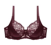 YUYUCH Women's Full Coverage Lace Soft Cups Breathable Bra Underwire Non Padded Push up Bra for Heavy Breast Dark Brown