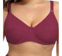 YUYUCH Women's Plus Size Smooth Lifting Bra Support Comfort Full Coverage Unlined Comfort Cotton Bras Burgundy