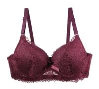 YUYUCH Women's Push Up Lace Soft Padded Plunge Bra Underwire Lift Up Full Coverage Comfort Everyday Bra (42B,Red)