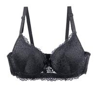 YUYUCH Women's Push Up Lace Soft Padded Plunge Bra Underwire Lift Up Full Coverage Comfort Everyday Bra (42B,Black)