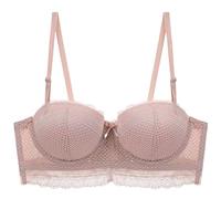 YUYUCH Women's Push Up Lace Underwire Bras Comfort Padded Lift T-Shirt Bra Sheer Lace Mesh Everyday Bras for Women Pink