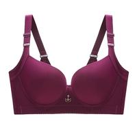 YUYUCH Women's Push Up Padded Bra Back Smoothing Seamless Bra Stretch T-Shirt Underwire Plunge Bra Burgundy