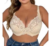 YUYUCH Women's See Through Underwire Full Coverage Lace Bra Non Padded Cups for Natural Shape Skin