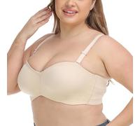 YUYUCH Women's Strapless Bra Underwired Full Coverage Removable Strap Bra Push Up Invisible Smoothing Bra Skin