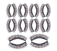 YUYUETIME 10 Pairs Glitter Rhinestone False Eyelashes Dramatic Thick Long Cosmetic Lashes for Women Party Stage Performance Makeup