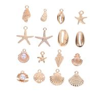 YUYUETIME 16 Pcs Ocean Pendant Necklace Charms Alloy Seashell Shell DIY Jewelry Making Kit for Women Beach Bracelet Necklace Accessories with Minimalist Elegance and Creative Expression