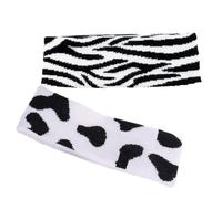 YUYUETIME 2pcs Retro Cow-print and Zebra-stripe Headbands Flexible Hair Wraps for Women Youth and Fashion Collared Scarves Stylish Photo Props Accessories