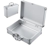YUYUETIME Aluminum Alloy Hard Shell Briefcase Silver with Key Lock | Multifunctional Compartments Ergonomic Handle, Portable Case with Reinforced Frame, for Commuting and Studio Work