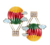 YUYUETIME Colorful Hot Air Balloon Earrings for Women Cute Fluffy Shape with Rhinestones Playful Costume Jewelry Accessory Sweet Enamel Alloy Cartoon Style