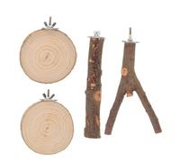 YUYUETIME Large Parrot Stand Perch Solid Wood Claw Grinding Branches with Swing for Cockatiel Parakeet Conure Bird Cage Platform Easy Assembly and Fit for Large Birds