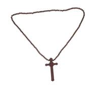 YUYUETIME Lightweight Wooden Cross Pendant Necklace for Men Women Natural Wood Beads Prayer Rosary Necklace Christian Baptism Jewelry Bible Verse Meditation Beads Church Spiritual