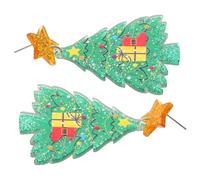 YUYUETIME Sparkling Christmas Tree Drop Earrings Lightweight Acrylic Holiday Party Jewelry for Women Festive Star Ornament Dangle Studs Charming Xmas Accessories