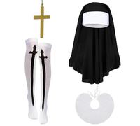 YUYWWAN Nun Costume Accessory Set, Nun Costume Women's Accessories, Halloween Costume the Nun for Halloween Women's Nuns Role Play (B)