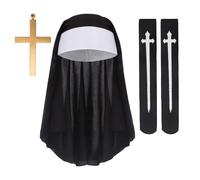 YUYWWAN Nun Costume Accessory Set, Nun Costume Women's Accessories, Halloween Costume the Nun for Halloween Women's Nuns Role Play (C)