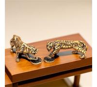 YUZDNM 2PCS Desktop Art Statue Sculpture - Mini Bronze Tiger Statues For Decorating Living Rooms And Desks, Suitable For Outdoor Pond, Garden, Landscape Animal Statues
