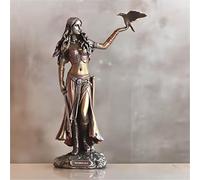 YUZDNM Art Statue - Desktop Decoration Sculpture, Celtic Goddess Morrigan with Crow and Sword Bronze Finish Sculptures, Synthetic Resin Figurine, Elegant Artistic Ornaments