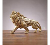 YUZDNM Art Statue - Lion With Crown Statue Wings Sculpture Decorations, Ornament Sculpture - Cross Queen Figurines Home Decor, Bronze Desktop Art Figure, Wild Animal Desk Ornaments