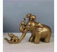 YUZDNM Art Statue - Ornament Sculpture - Statue Home Garden Sculpture Ornament, Feng Shui Elephant Statues And S Decor, Nordic Mother-Child Elephant Resin Crafts Animal Sculpture(Gold)