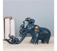 YUZDNM Art Statue - Ornament Sculpture - Statue Home Garden Sculpture Ornament, Feng Shui Elephant Statues And S Decor, Nordic Mother-Child Elephant Resin Crafts Animal Sculpture(Blue)