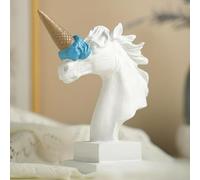 YUZDNM Creative Decorative ice Cream Smashing Horse Head Resin Sculpture, 3 Colors to Choose from(#b)