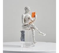 YUZDNM Decoration Art Statue - Reading Women Statues, Thinker Sculptures, Abstract Art Ornament, Suitable for Home Living Room Bedroom Office Shelf(White)
