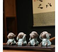 YUZDNM Decoration Art Statue Sculpture - 4 Wise Monkeys Statue, Creative Hear No Evil, See No Evils, Speak No Evils, Do No Evil Monkey Figurines, Wisdom Monkey Tea Pets(#2)