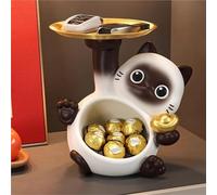 YUZDNM Desktop Art Statue Sculpture - Cute Cat Statue Desktop Ornament Resin Cat Candy Dish Key Holder Animal Sculpture Kitten Figurine Table Centerpiece For Bedroom Cabinet Restaurant(#b)