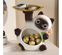 YUZDNM Desktop Art Statue Sculpture - Cute Cat Statue Desktop Ornament Resin Cat Candy Dish Key Holder Animal Sculpture Kitten Figurine Table Centerpiece For Bedroom Cabinet Restaurant(#a)
