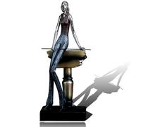 YUZDNM Funny Art Statue Sculpture - Billiards Man Woman Statues, Boy Girls Player Sculpture, Creative Snooker Characters Figurines Pool Cue Home Decor, Art Figure Desktop Decorations(C)