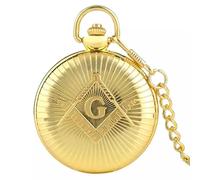 YUZDNM Pocket Watch P Luxury Masonic Freemason Freemasonry Theme Alloy Quartz Fob Pocket Watch with 30Cm Chain Men Gifts(Gold)