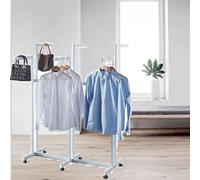 YUZDNM Rack For Hanging Clothes Retail Display - Clothe Shelves Heavy Duty Black 6 Way Shelf, Floor Standing Metal Garment Racks, Adjustable Lifting Hanging Clothes Racks(White)