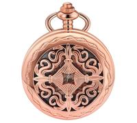YUZDNM Rose Gold Roman Numerals Design Mechanical Pocket Watch Mens Retro Chain Clock Mechanical Hand Winding Antique Timepiece Male(Champagne Gold)