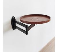 YUZDNM Wall-mounted folding round table, sofa side table, wall-mounted small desk, detachable flip-out design, Round table diameter: 30CM/11.8in(Black Walnut)