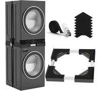 YUZEER Universal Stacking Kit for Washing Machine and Dryer, with Ratchet Straps,The Size of The Stacking Rack is Adjustable, Suitable for Washing Machines and Dryers Ranging from 45-68 cm(Black)