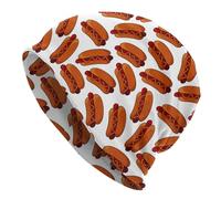 YUZEKABZ Funny Food Pattern Beanie Winter Hats Chemo Hat Cancer Headwear Knitted Hats Baggy Slouchy Skull Cap Nightcap for Men Women, Hot Dog, One Size