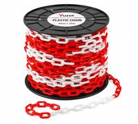 Yuzet Red White Plastic Barrier Chain 6mm x 25m Safety Crowd Control Chain